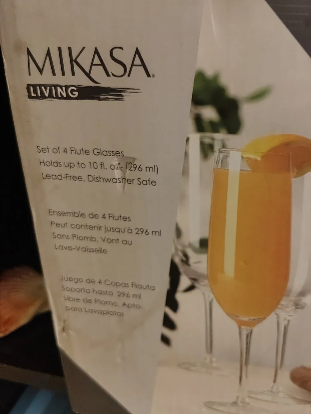 Mikasa Living Mia Glass Champagne Flutes Set of 4 NIB
